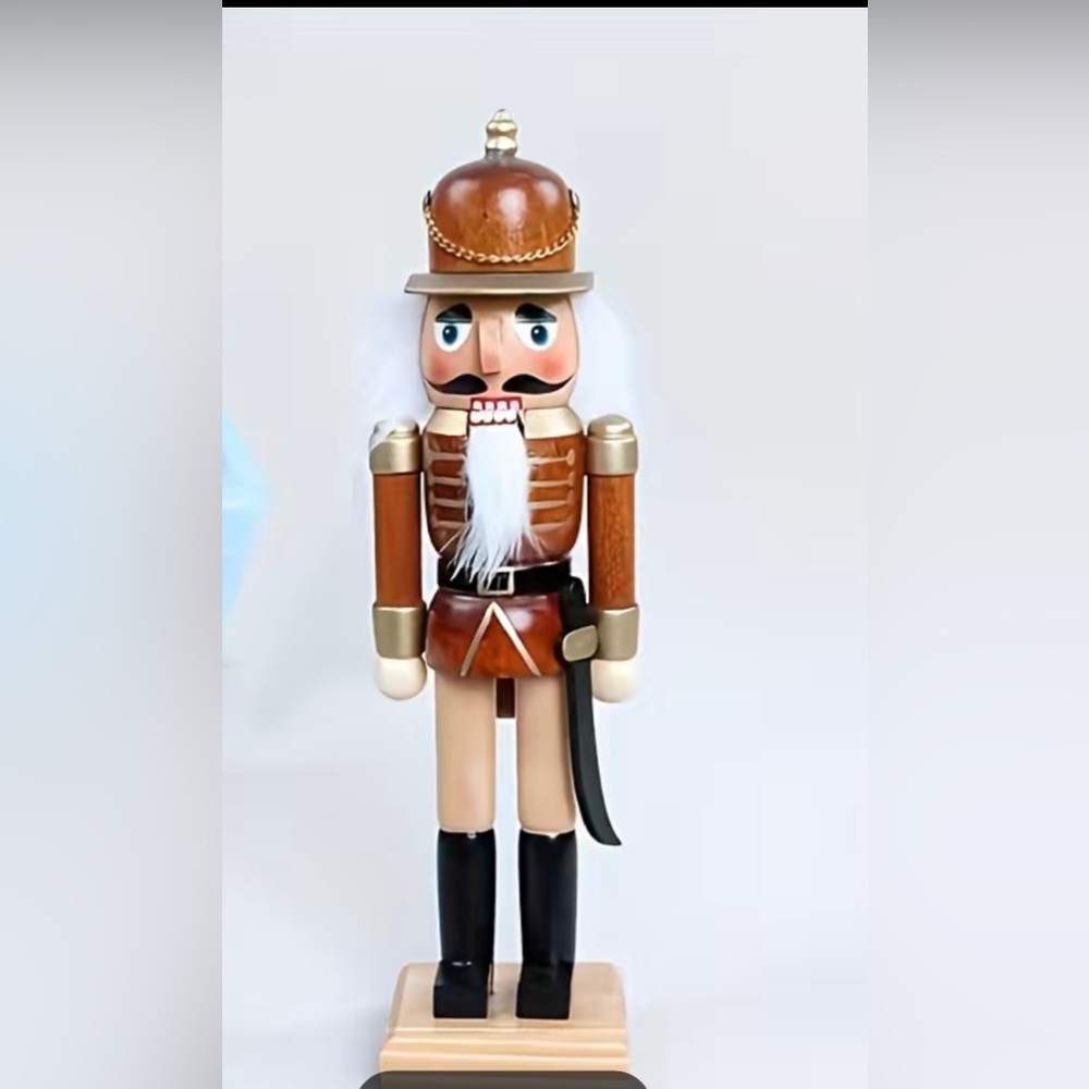 Brown Wooden Nutcracker Decorative Christmas￼ Swordsman 10.24” New